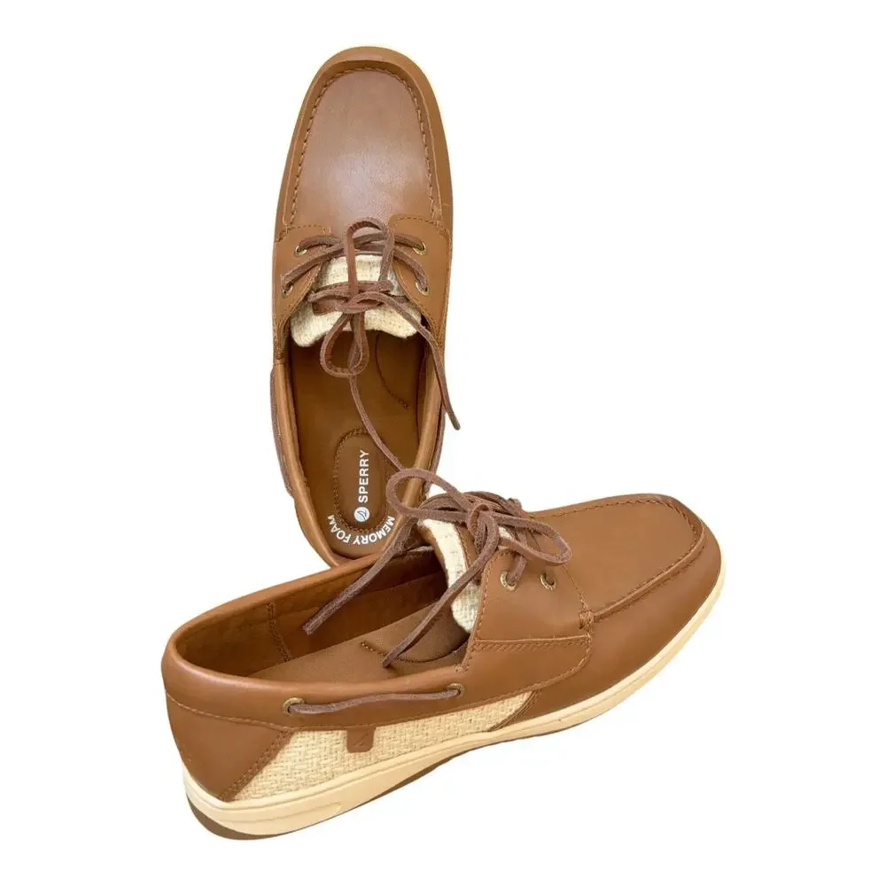 Sperry Whalefish Boat Shoes Sz 8 Women's Tan Brown 2-Eye Flat Med Width Leather